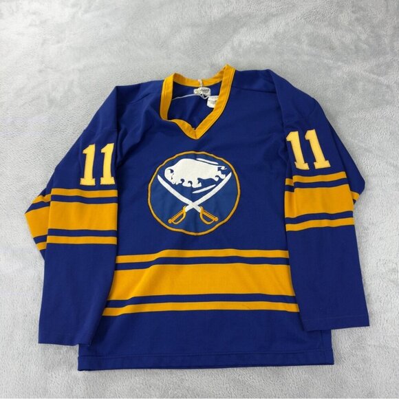 Vintage Buffalo Sabres Men's Size Small 90's Maska Gilbert Perrault NHL Jersey - Picture 1 of 11